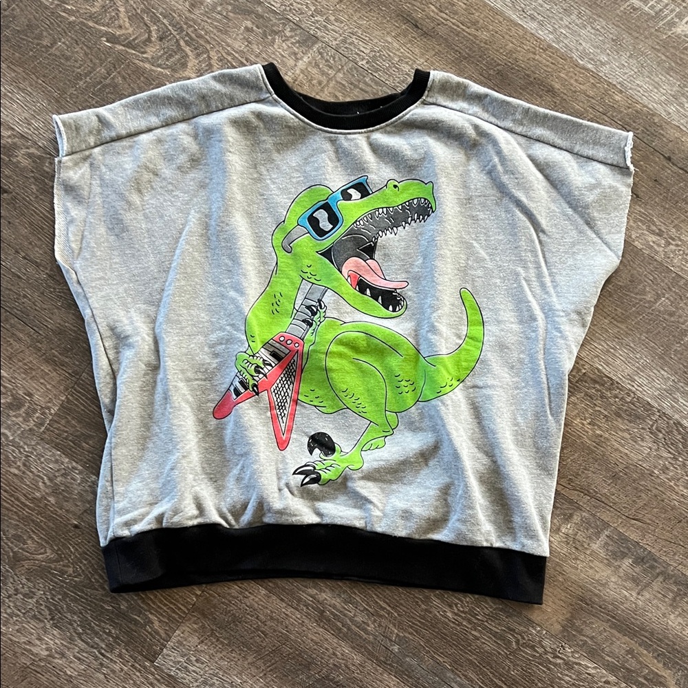 Gray Dinosaur Graphic Sweatshirt